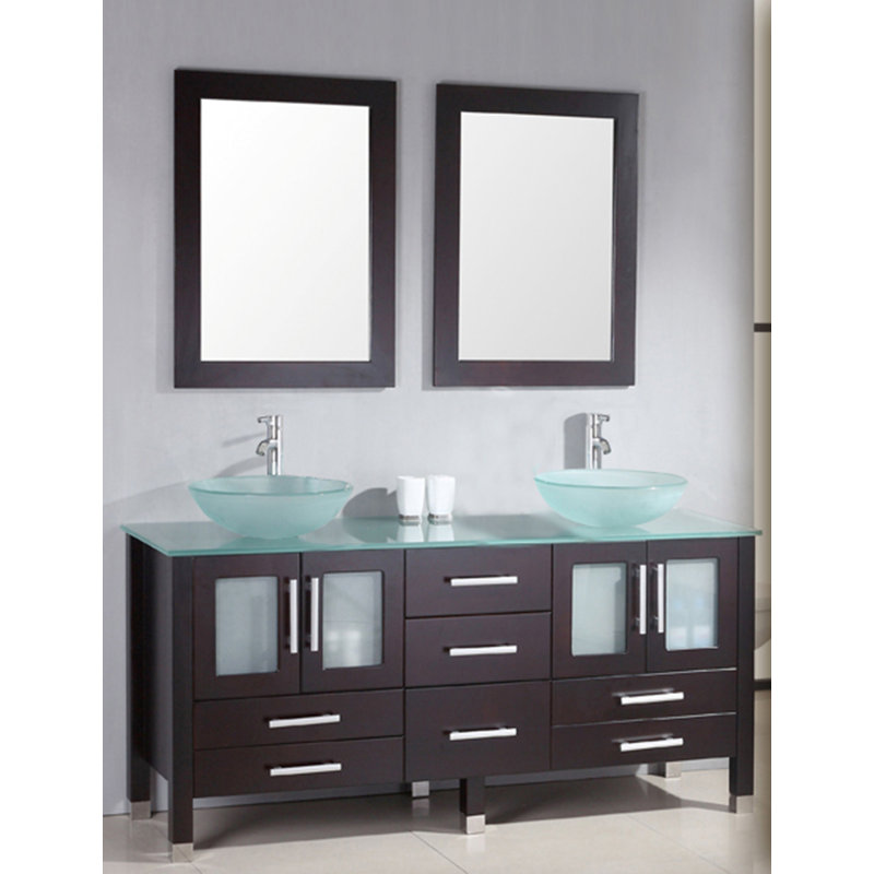 Cambridge Plumbing Emerald 64" Double Bathroom Vanity Set with Mirror